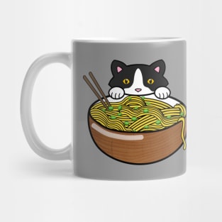 Cute cat eating ramen noodles Mug